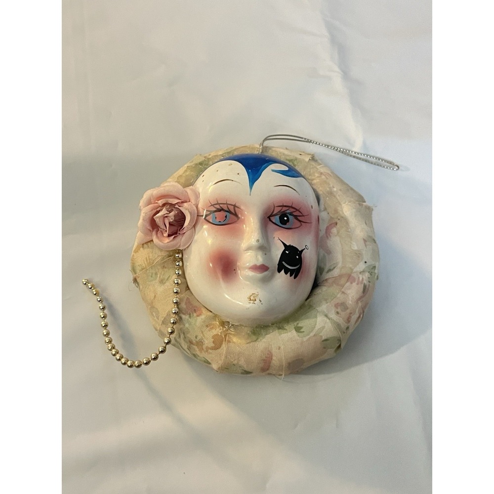 Vintage Ceramic Clay Art Mask Wall Hanger ‎ Hooded Woman BinA